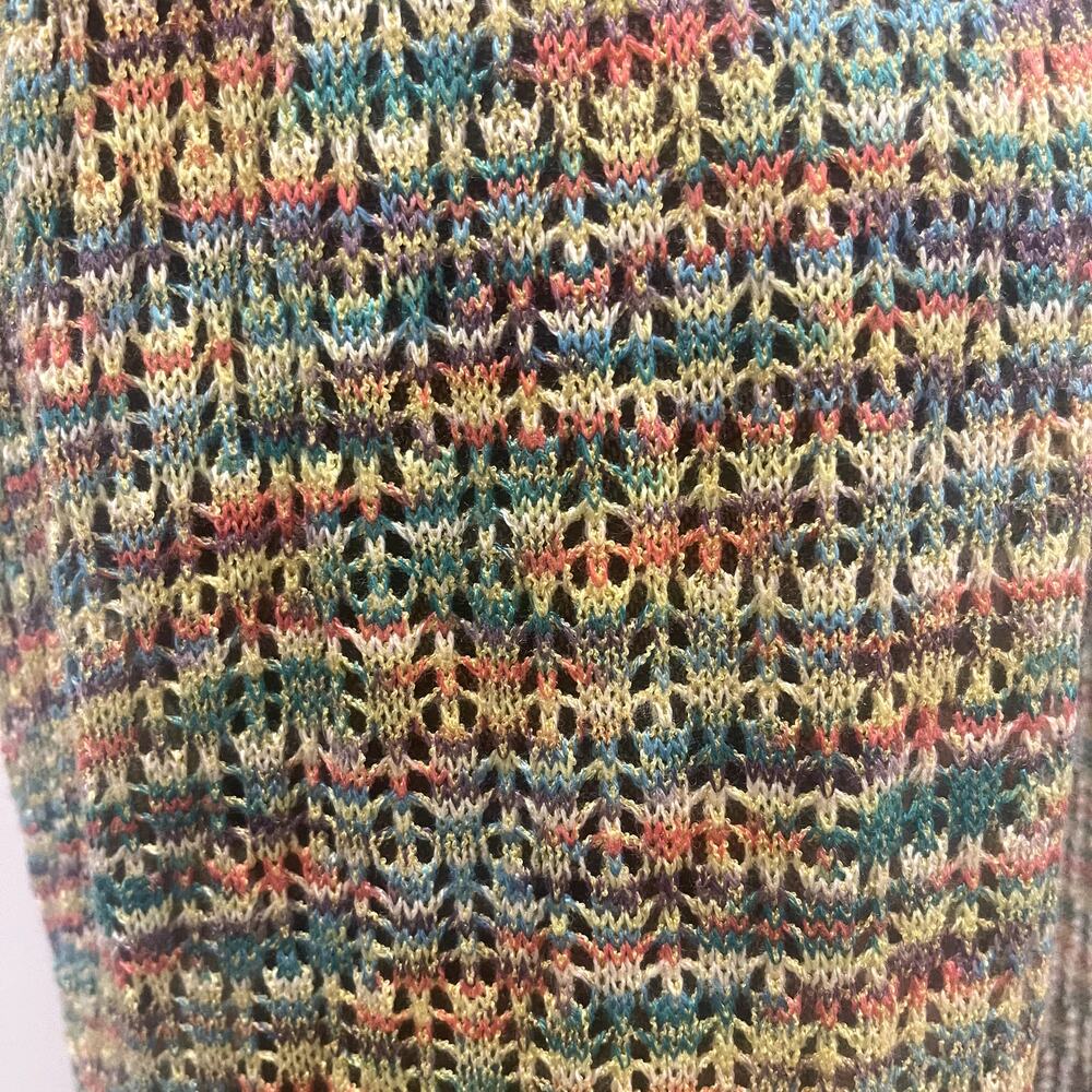 Vtg 90s Rainbow Crochet Cardigan Sleeveless S/M Long Sweater Knit Hippie Grunge - Picture 10 of 11